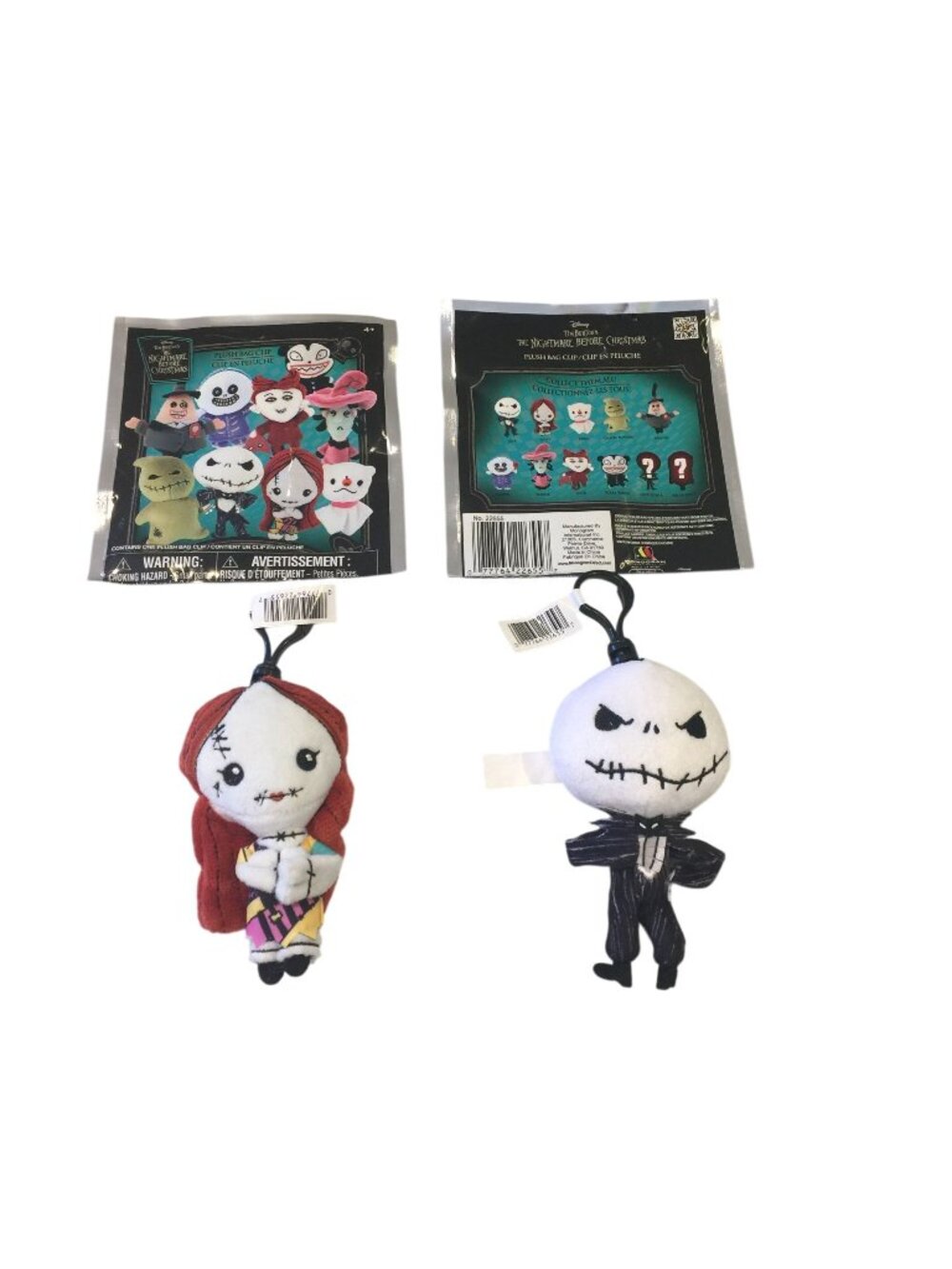 Disney The Nightmare Before Christmas 4" Sally & Jack Plush Bag Clip